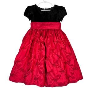 Cinderella Couture Girls Black Velvet and Red Satin Christmas Holiday Dress | 3T